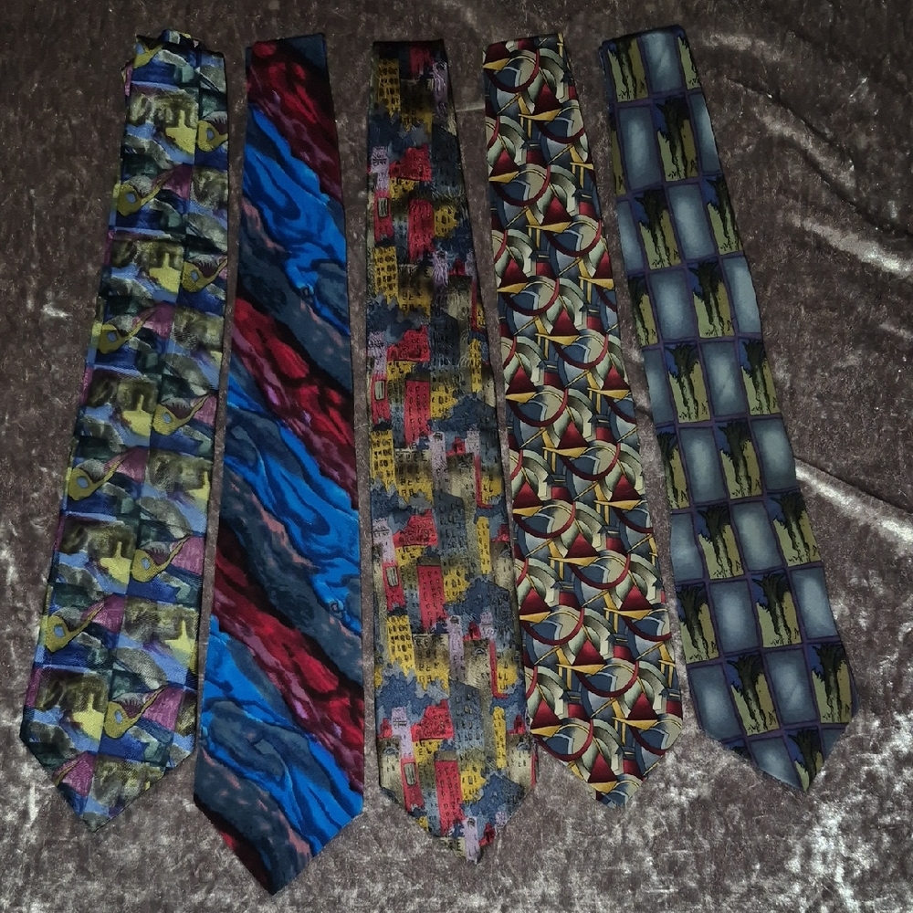J. Garcia Collection Silk Ties - Set of 5 - Abstract Art